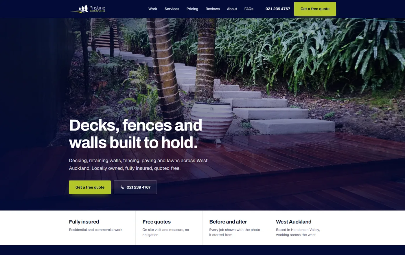 Pristine Exteriors website by Harper Design Studio